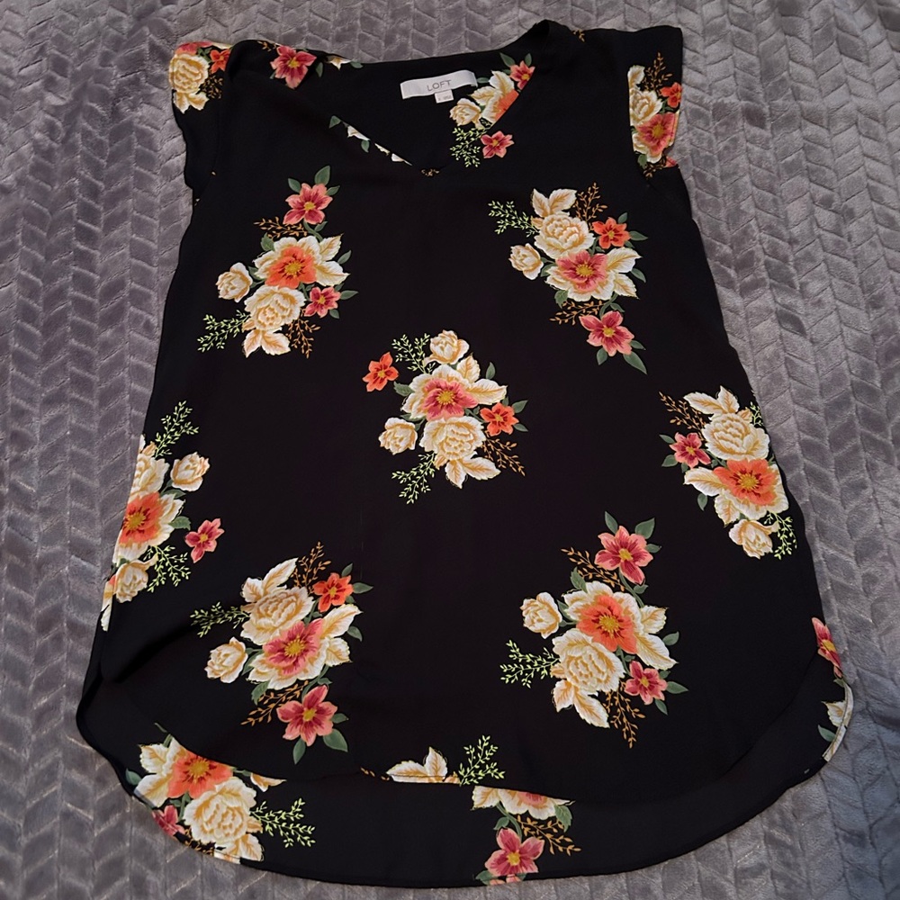 Black floral blouse